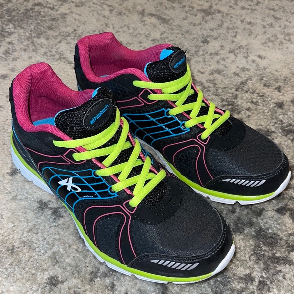 ATHLETECH WILLOW 2 -Women's Running Shoes - Black w/Multi-Neon Accents Size: 7.5